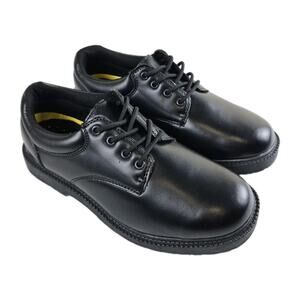 Skechers Men's Black Leather Slip Resistant Work Oxford Shoes SN4296 Sz 9 Medium